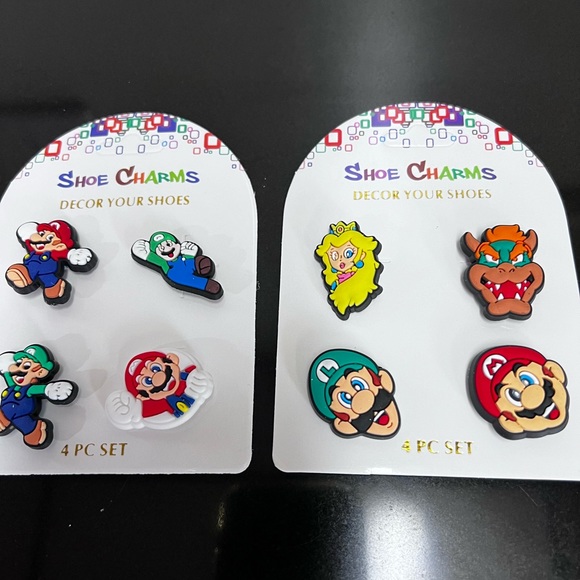 Super Mario Shoe Charms Jibbits Set Of 8 Mario Luigi Bowser & Princess NEW - Picture 2 of 4